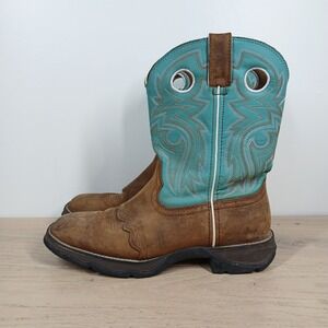 Durango Boots Women 9.5 Brown Turquoise Leather Western Cowboy Rodeo Slip On
